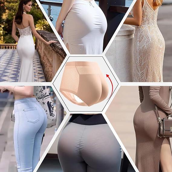 Low Waist Push Up Shapewear Panties with Removable Pads, Invisible Butt Lifting Underwear, 87% Polyester 13% Spandex, Seamless Butt Enhancer, Size: S