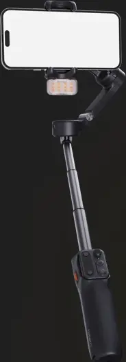 Hohem iSteady X3 3-Axis Smartphone Gimbal Stabilizer, Black, Built-in Extension Rod & Tripod, Detachable Remote, Magnetic Fill Light, 300g Payload