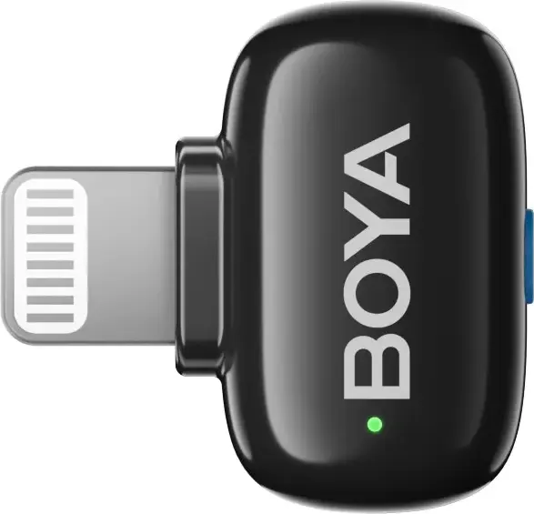 Boya Mini-15 Dual Wireless Lavalier Microphone Kit for iOS Lightning, 2.4GHz Digital, 3-Level AI Noise Cancellation, 100m Range, Charging Case, Black