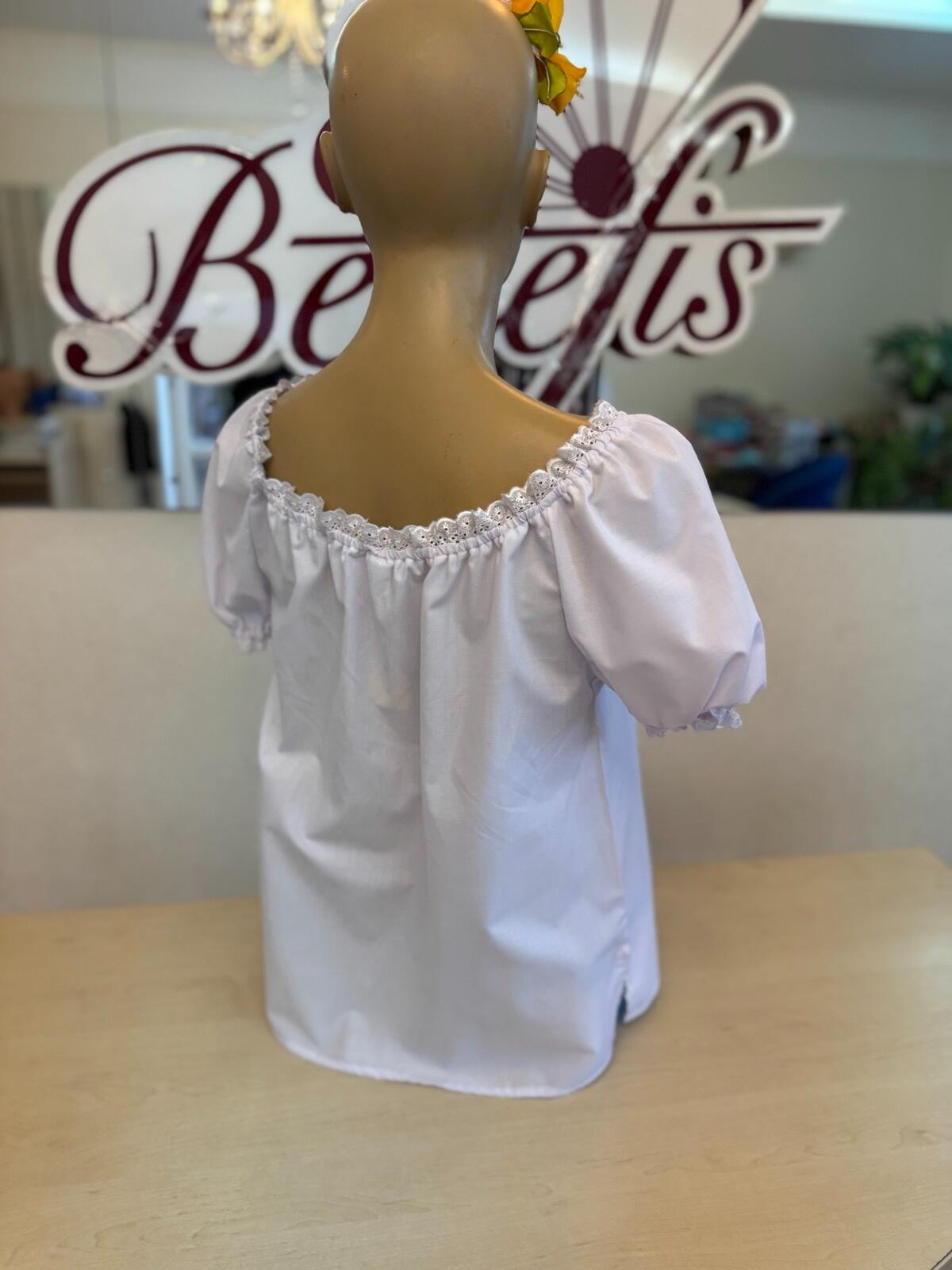 Ie Traditionala Moldoveneasca Benefis J 0377, Material Camasa Alba, Broderie Mecanizata Lalele, Maneca Scurta Bufanta, Inaltime 152-165 cm