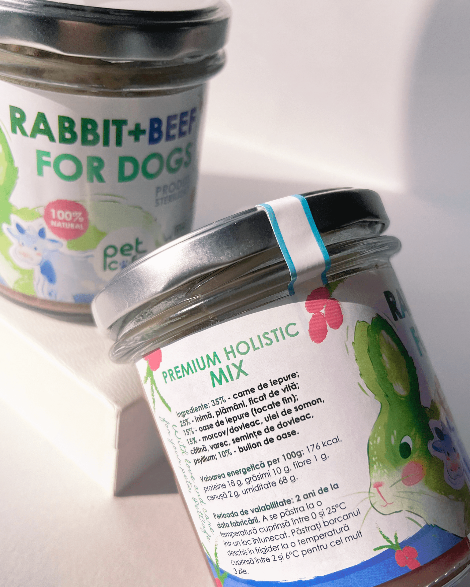 Pet Cafe Rabbit and Beef Premium Holistic Sterilized Stew for Dogs, 100% Natural Grain-Free Wet Food, 250g Glass Jar