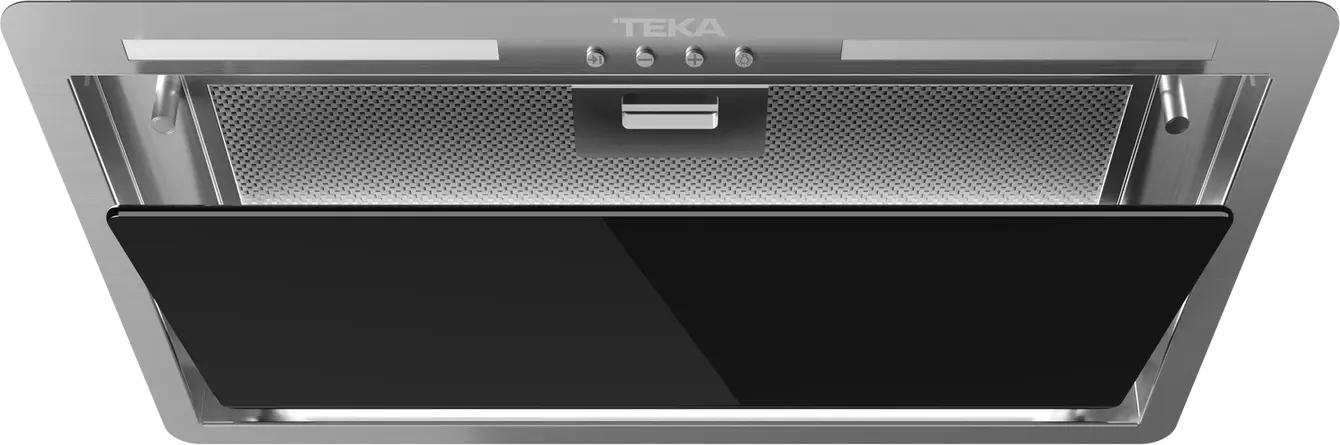 Teka GFL 57651 EOS BK Built-in Kitchen Hood, Perimeter Extraction, Stainless Steel and Black Glass, 3+1 Speed, A+ Energy Class, 735 m3/h Airflow