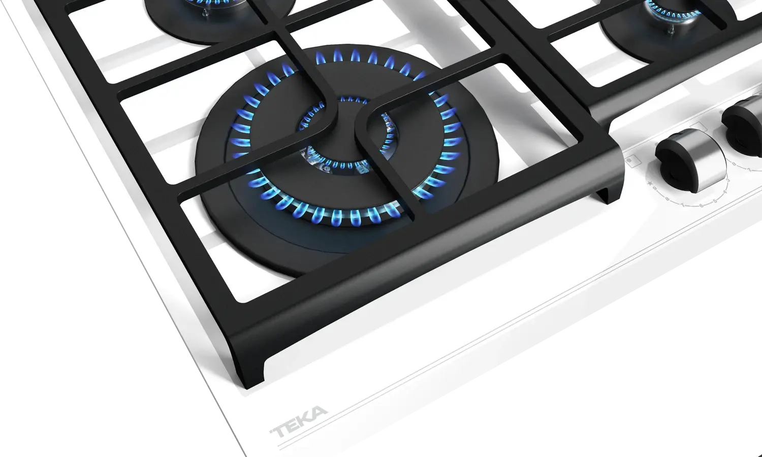 Teka GZC 64321 Urban Colors Gas on Glass Hob, 60 cm White Secured Glass Surface, 4 Burners with ExactFlame System, Cast Iron Grates, Natural Gas
