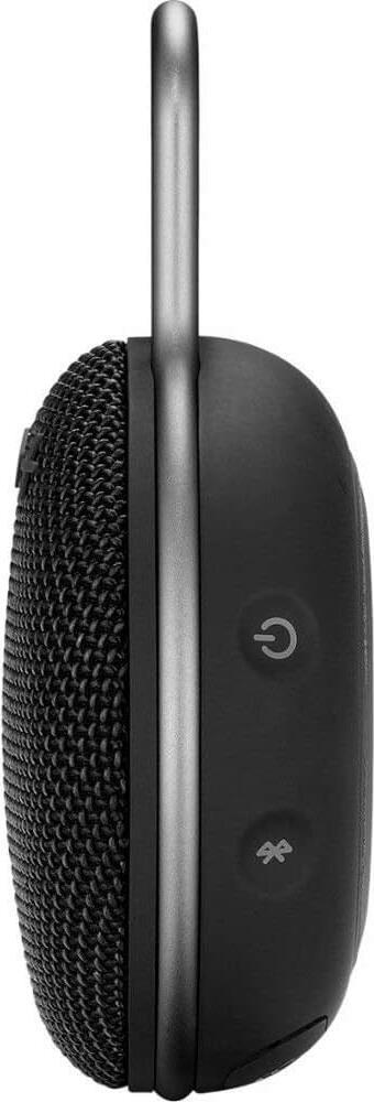 JBL Clip 3 Portable Bluetooth Speaker, IPX7 Waterproof, 10h Battery Life, Integrated Carabiner, Built-in Mic, 3.3W RMS, Black