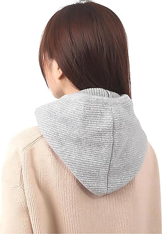 SOMALER Women's Knitted Hood - Light Grey, Cotton/Polyester Blend, Wind & Rain Protection, One Size 55x31x28cm, Minimalist Head & Neck Cover for Spring-Autumn