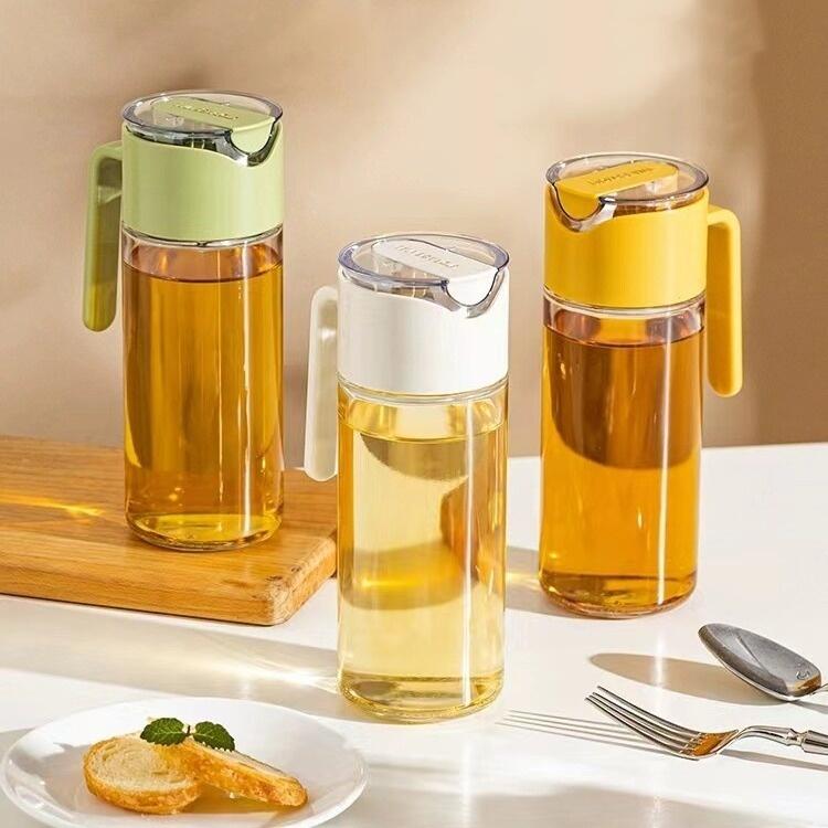 500ml Automatic Gravity Oil and Vinegar Dispenser: HIPS & Silicon Leak-Proof Bottle with Ergonomic Handle