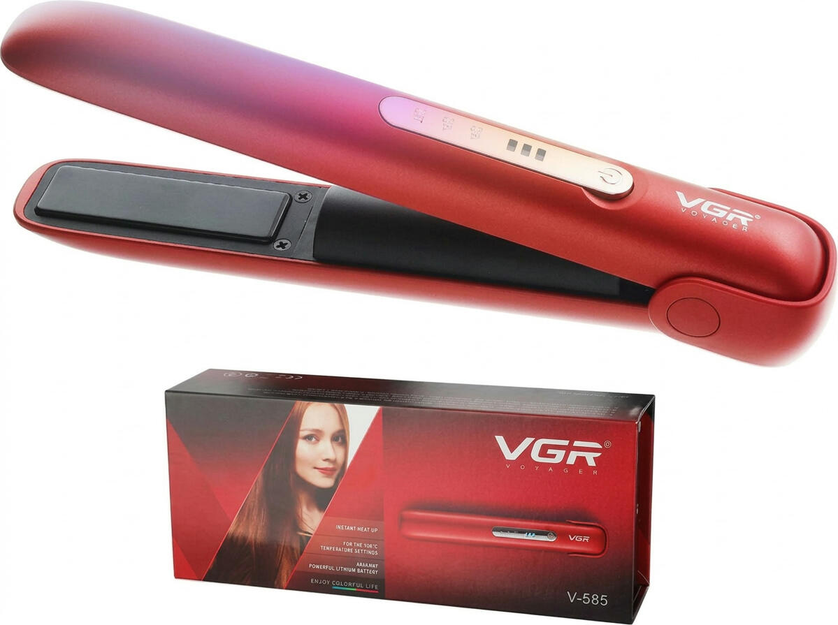 Placa de Indreptat Parul fara Fir VGR V-585, Invelis Ceramic, Tehnologie MCH, Acumulator 4800mAh, 2 Trepte Temperatura, Incarcare USB