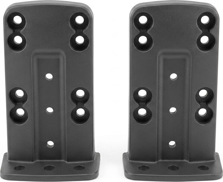 Adjustable L-Shaped Subwoofer Mounting Brackets for Car Audio Installation, Durable Black Plastic Support Holders with Multiple Fixing Holes, Pair