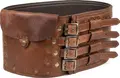 Traditional Romanian Black Leather Chimir Belt, Handmade Natural Leather, Wide Folk Costume Accessory with 3 Buckles, Metal Rivets and Leather Pocket
