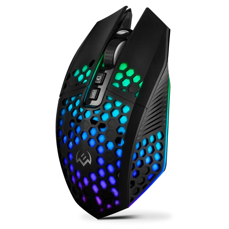 Беспроводная игровая мышь SVEN RX-G940W, бесшумные кнопки, сотовый корпус, RGB, 3600 DPI, 7 кнопок, 2.4ГГц, аккумуляторная