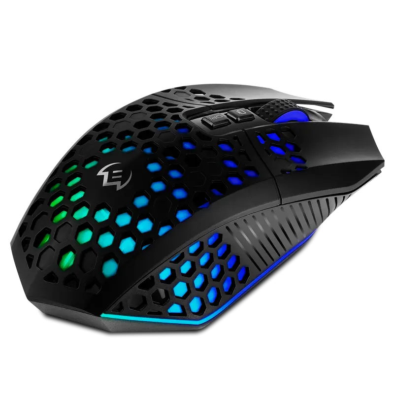 Беспроводная игровая мышь SVEN RX-G940W, бесшумные кнопки, сотовый корпус, RGB, 3600 DPI, 7 кнопок, 2.4ГГц, аккумуляторная