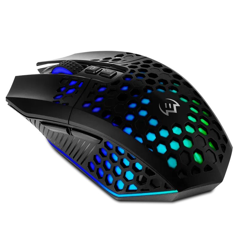 Беспроводная игровая мышь SVEN RX-G940W, бесшумные кнопки, сотовый корпус, RGB, 3600 DPI, 7 кнопок, 2.4ГГц, аккумуляторная
