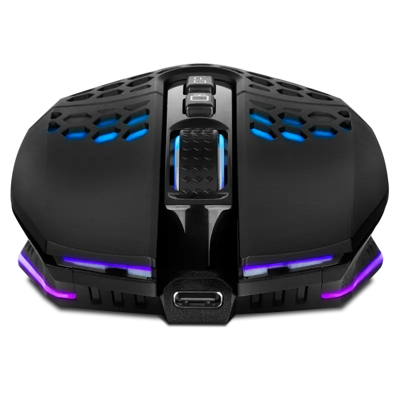 Беспроводная игровая мышь SVEN RX-G940W, бесшумные кнопки, сотовый корпус, RGB, 3600 DPI, 7 кнопок, 2.4ГГц, аккумуляторная