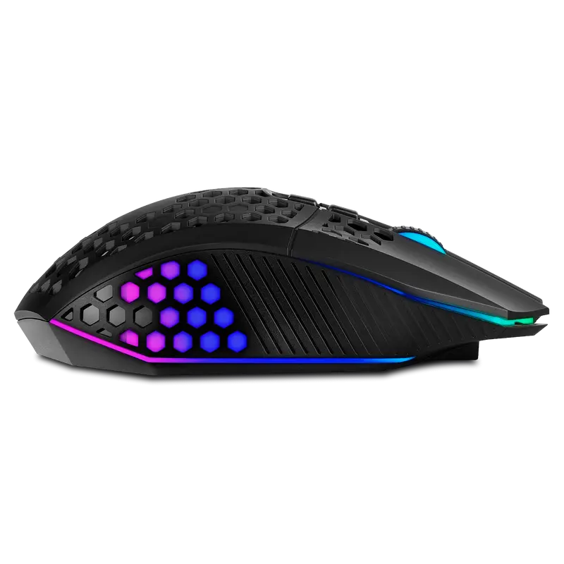 Беспроводная игровая мышь SVEN RX-G940W, бесшумные кнопки, сотовый корпус, RGB, 3600 DPI, 7 кнопок, 2.4ГГц, аккумуляторная