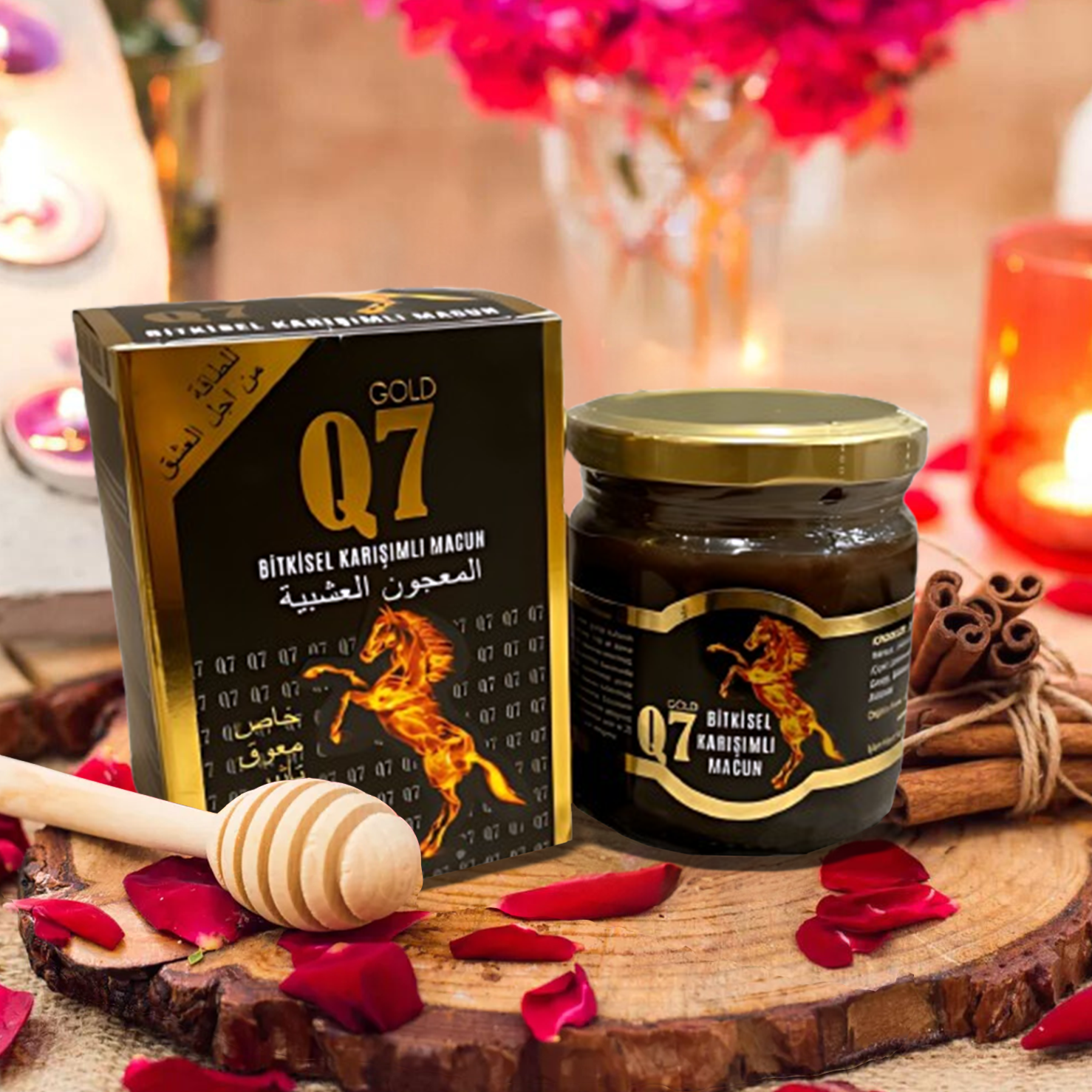 Q7 Gold Epimedium Paste 240g - Natural Aphrodisiac Turkish Honey for Men and Women, Libido and Stamina Booster with Ginseng and Tribulus