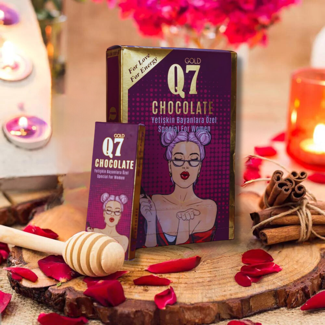 Ciocolată Afrodiziacă pentru Femei Q7 Gold Lady, Stimulent Natural Libido cu Epimedium, Ginseng și Ghimbir, Supliment Vitalitate 25g