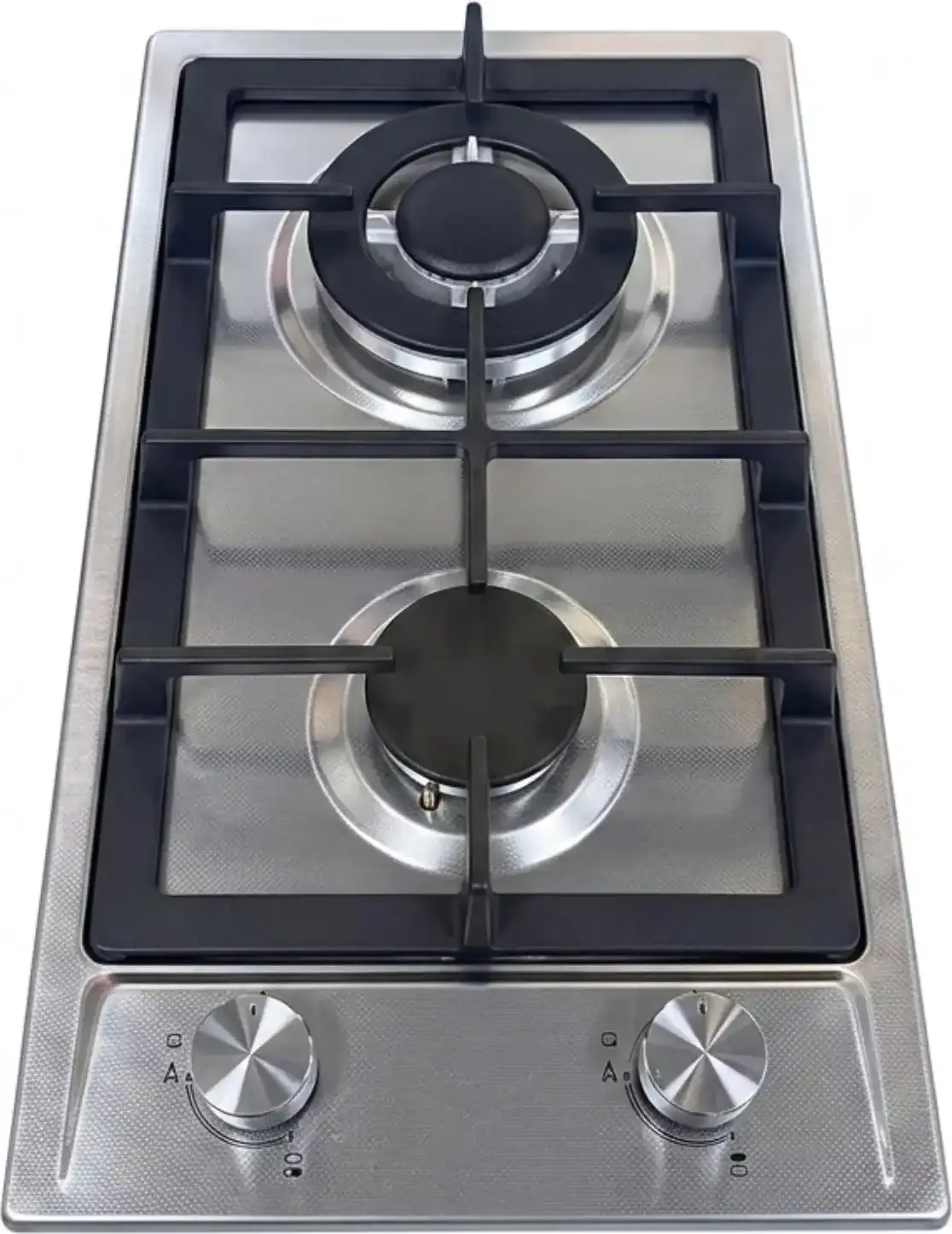 Tornado XFS 3021 TX Built-in Gas Hob 30cm, Textured Stainless Steel, Cast Iron Grates, Turbo Burner, Electric Ignition, Gas Control, Mechanical Front Control, Modern Inox Design