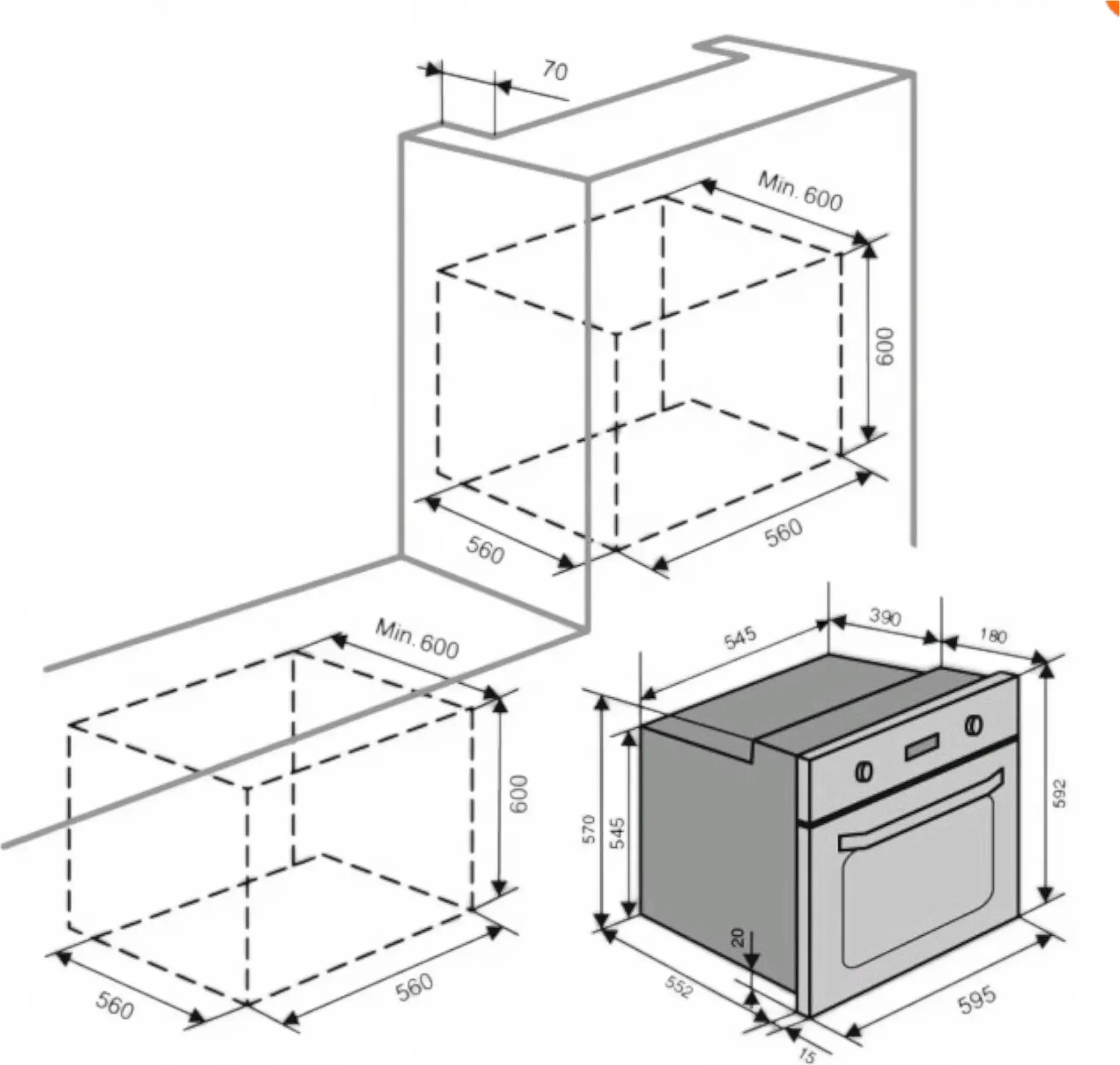Cuptor incorporabil electric Backer BIO65-785T FBL, 65L, 6 functii, Convectie, Grill, Clasa A, Negru Mat