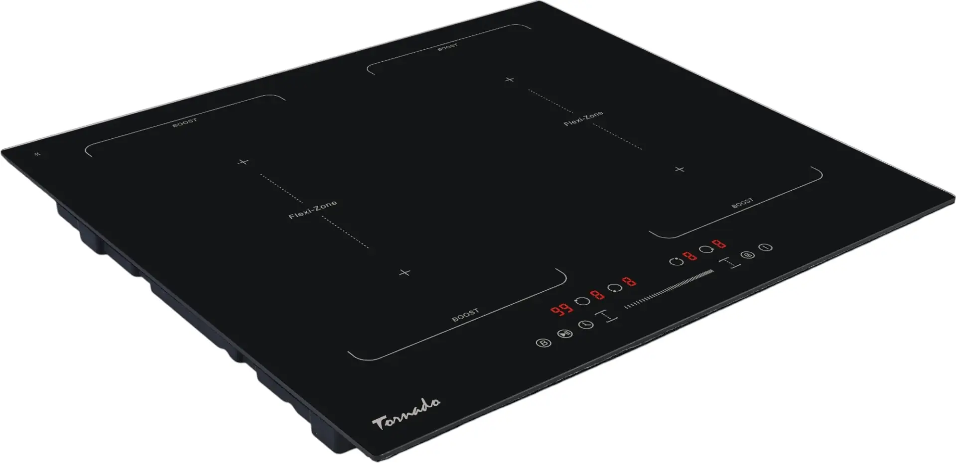 Plita Incorporabila Inductie Tornado GTR-IF7009EBFF, 7000W, 4 Zone de Gatit, 2 Zone Flexibile, Control Touch Slider, Functie Boost, Sticla Neagra