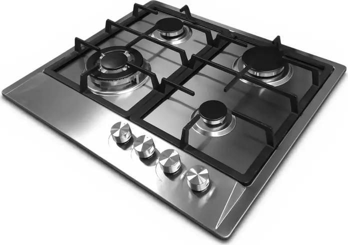 Tornado HM-46018 Eco IX Built-in Gas Hob, 60cm, 4 Burners with 1 Wok, Stainless Steel, Cast Iron Grates, Automatic Ignition