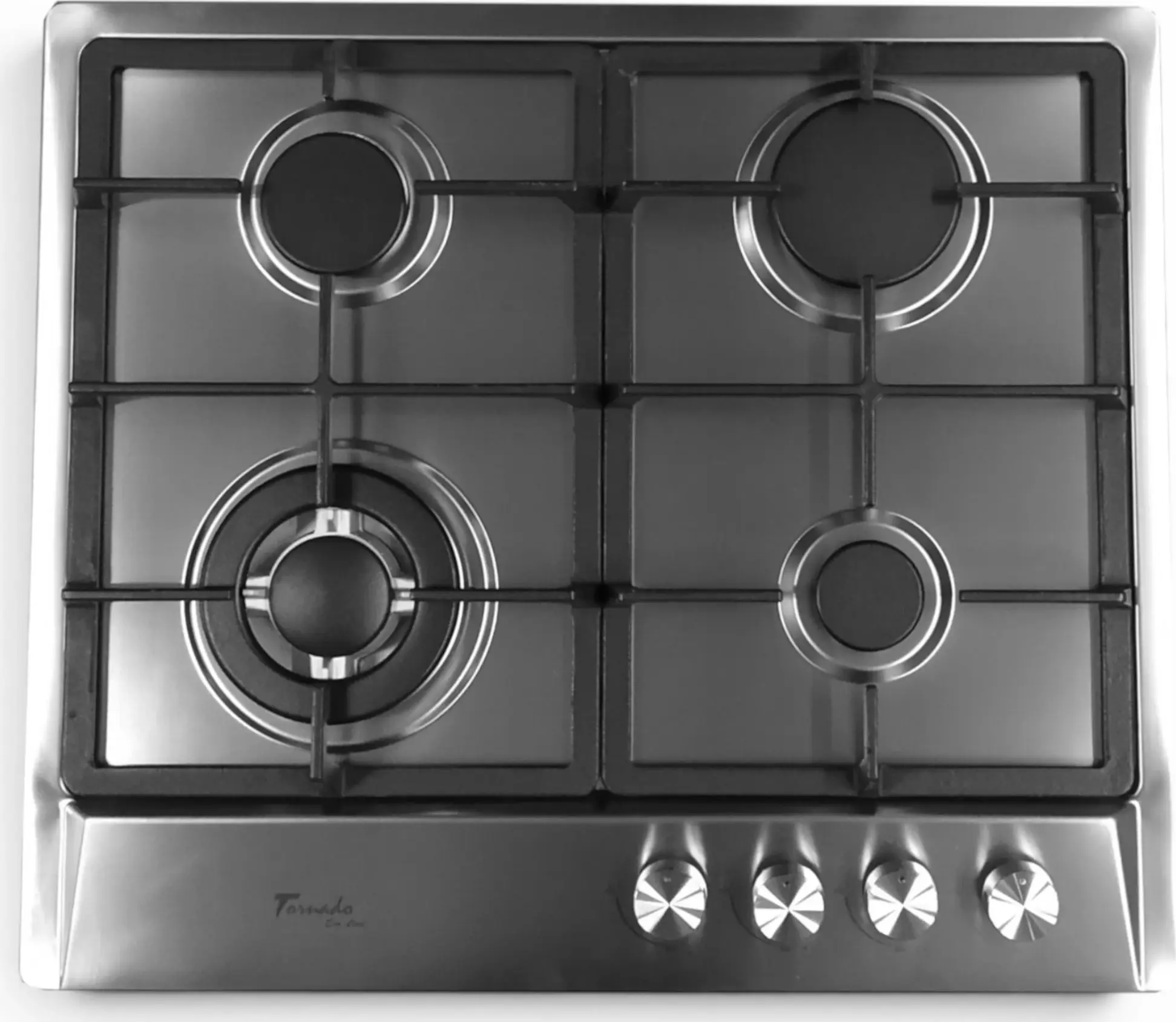 Tornado HM-46018 Eco IX Built-in Gas Hob, 60cm, 4 Burners with 1 Wok, Stainless Steel, Cast Iron Grates, Automatic Ignition