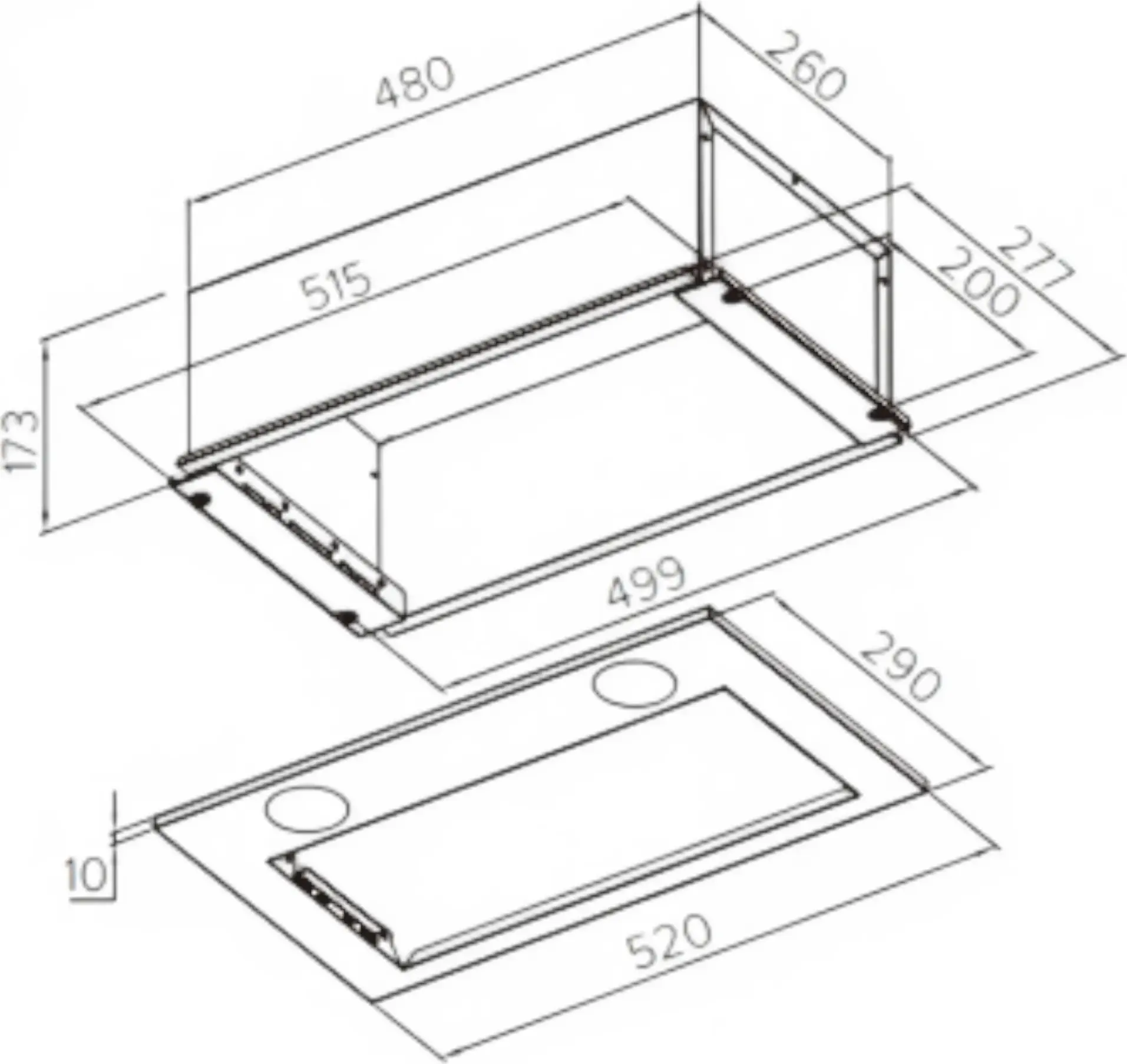 Hotă incorporabilă Backer XIR 850 BLACK, 52cm, 850 m³/h, 3 trepte de putere, Iluminare LED, Filtru aluminiu negru, Evacuare și Recirculare