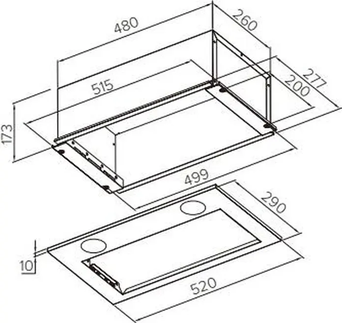 Hotă incorporabilă Backer XIR 850 (52), Capacitate 850 m³/h, Lățime 52 cm, 3 Trepte de viteză, Iluminare LED, Alb
