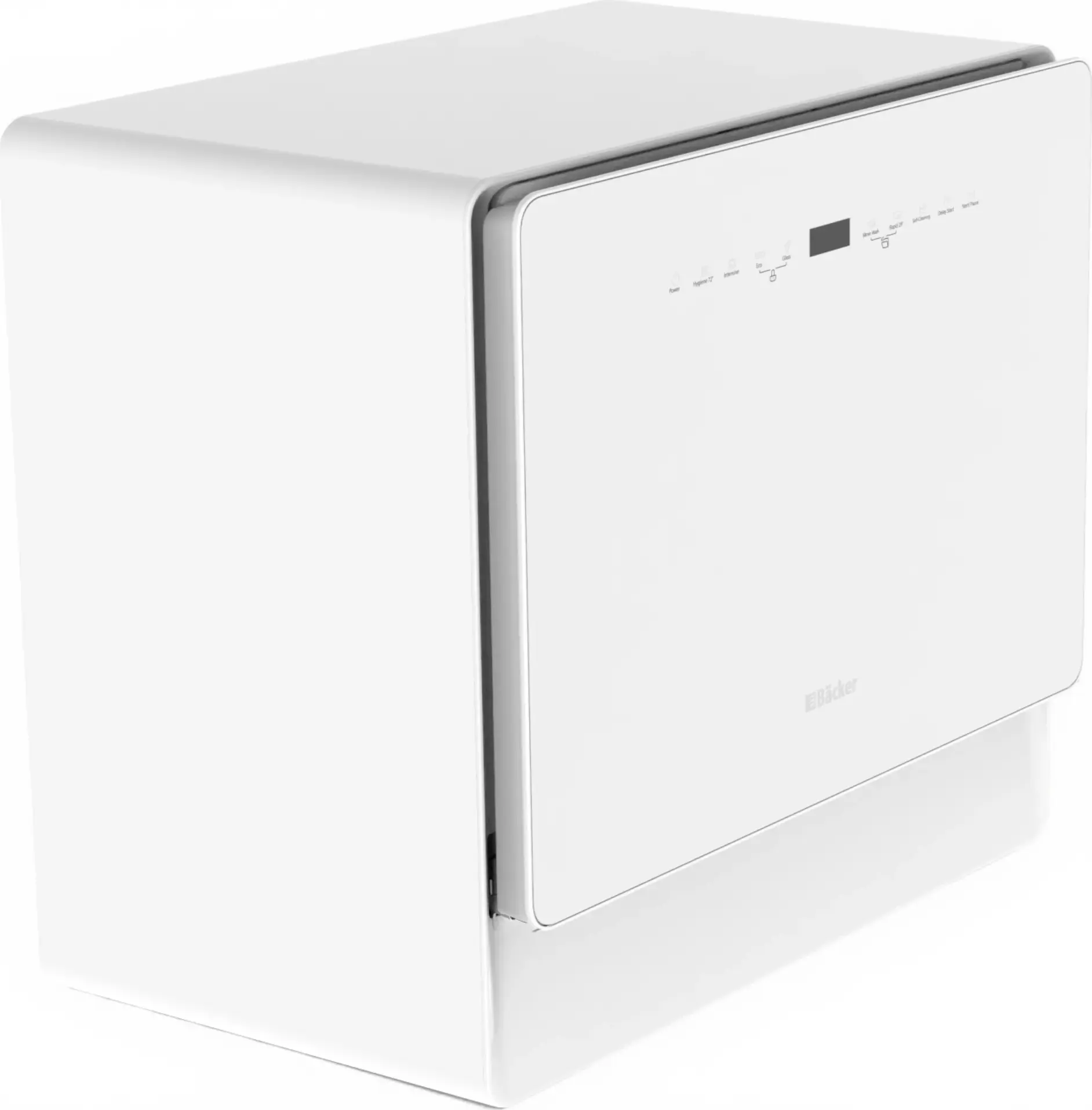 Masina de spalat vase compacta Backer WQP4-2501 A, 5 seturi, 6 programe, Auto-Open, Display LED, Clasa A+, Latime 55cm, Alb