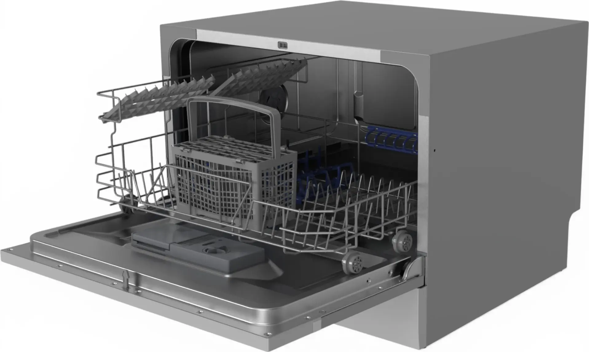 Backer WQP6-3602I S Compact Countertop Dishwasher, 6 Place Settings, 6 Programs, Baby Care Mode, A+, 49dB, Silver