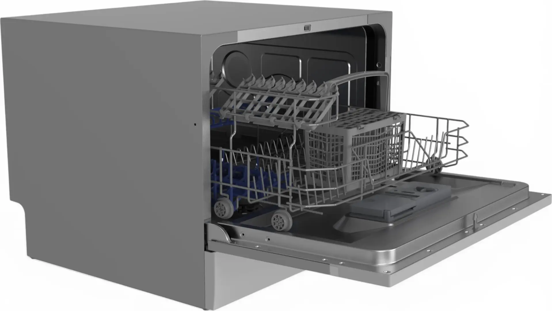 Backer WQP6-3602I S Compact Countertop Dishwasher, 6 Place Settings, 6 Programs, Baby Care Mode, A+, 49dB, Silver