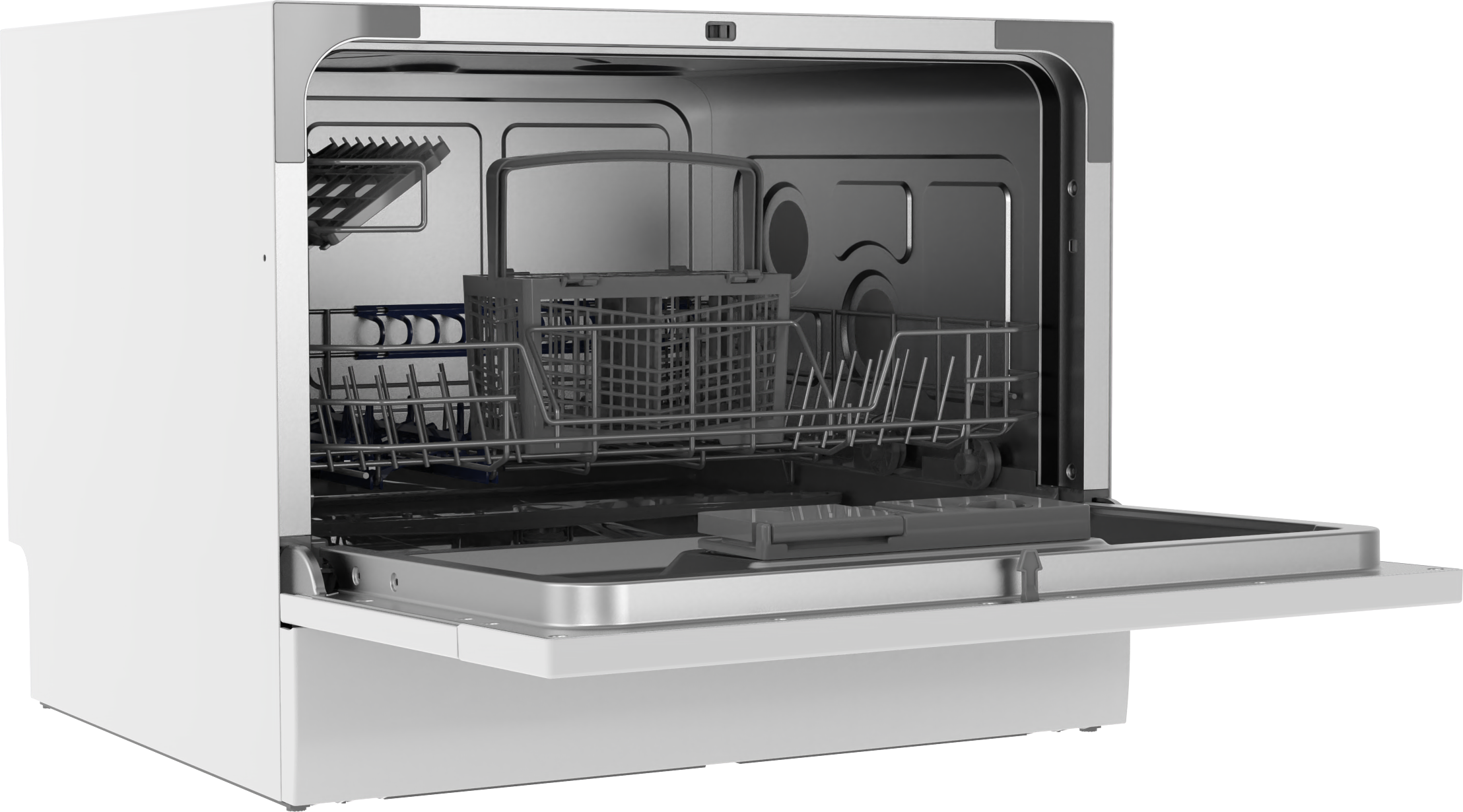 Backer WQP6-3602G WH Compact Countertop Dishwasher, 6 Place Settings, 6 Programs, LED Display, Delay Start, Energy Class A+, 49dB, White