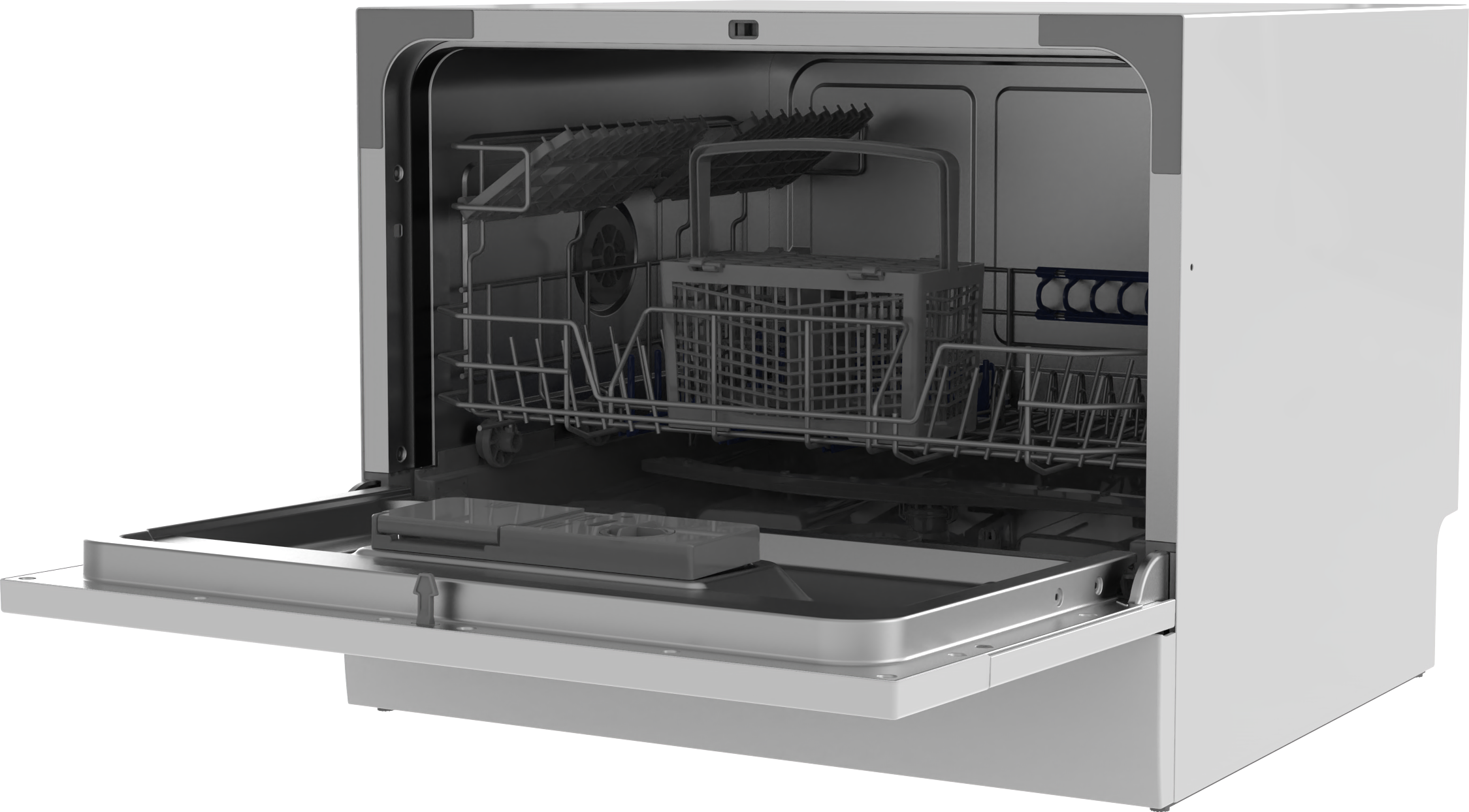 Backer WQP6-3602G WH Compact Countertop Dishwasher, 6 Place Settings, 6 Programs, LED Display, Delay Start, Energy Class A+, 49dB, White