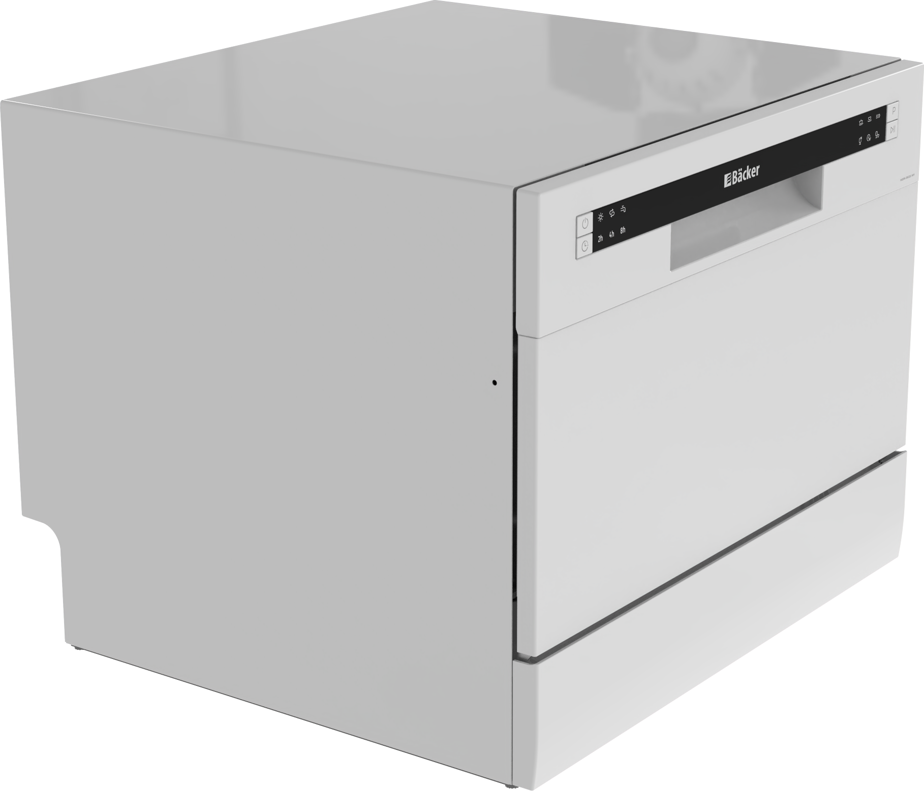 Backer WQP6-3602G WH Compact Countertop Dishwasher, 6 Place Settings, 6 Programs, LED Display, Delay Start, Energy Class A+, 49dB, White