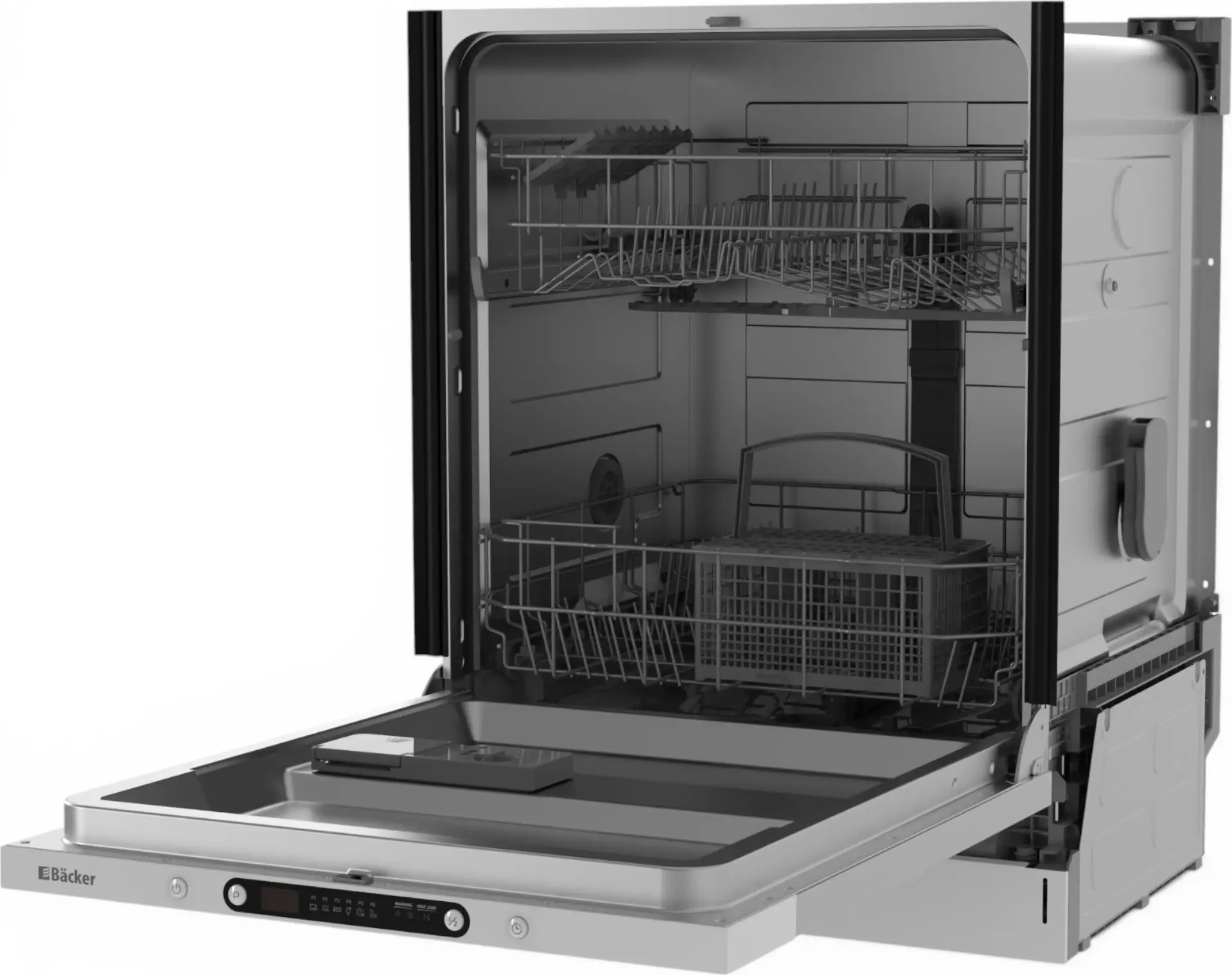 Backer WQP12-5315 Fully Integrated Dishwasher, 60cm, 12 Place Settings, 6 Programs, A++, AquaStop, Half Load, 49dB