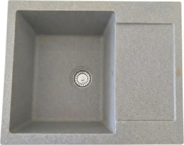 Tornado SOFIA 620x500 Granite Composite Kitchen Sink, Single Bowl with Drainer, Reversible, 200mm Depth, Inset Installation, Gray