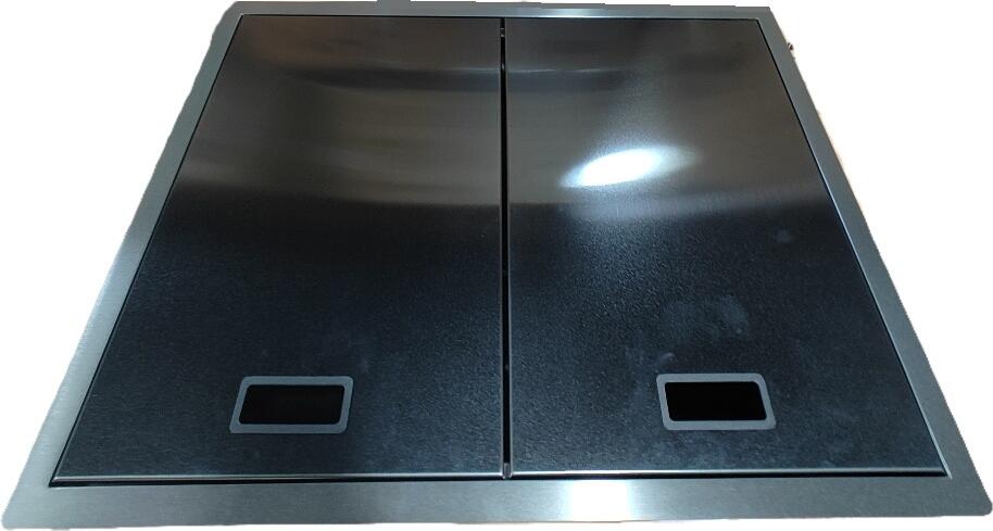 Chiuvetă de bucătărie Backer Hide 600-45074, 2 cuve, 600x450mm, Inox Nano Black PVD, include baterie pliabilă, dozator săpun și capace mascare