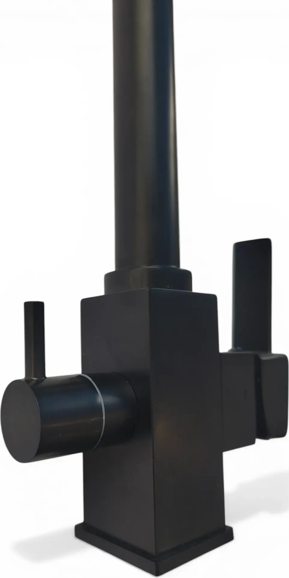 Baterie de bucătărie cu 3 căi Backer EVF 03, Alamă Negru Mat, Conexiune apă filtrată, Pipă pivotantă, Cartuș ceramic, Înălțime 320mm