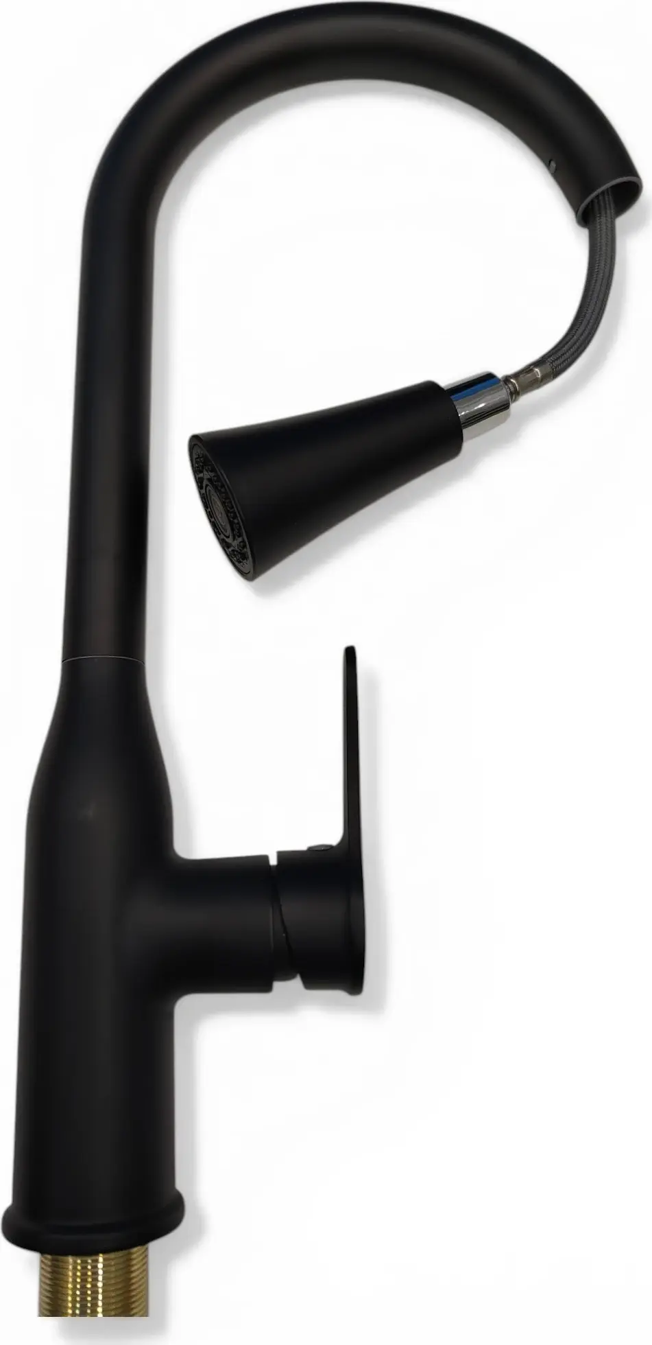 Backer EVF13 Kitchen Faucet, Chrome Brass, Single Lever, Pull-Out Retractable Spray Head, 2 Flow Modes, 43.5 cm Height, 2 Connection Hoses