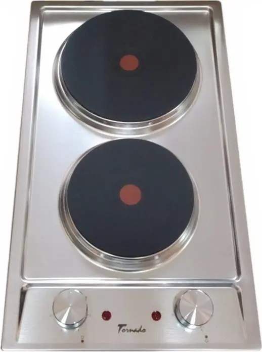 Tornado TEXTUR 2EL 30CM Built-in Electric Cooktop, 2 Cooking Zones, 3.5kW, Textured Stainless Steel, Mechanical Control, 30 cm Width