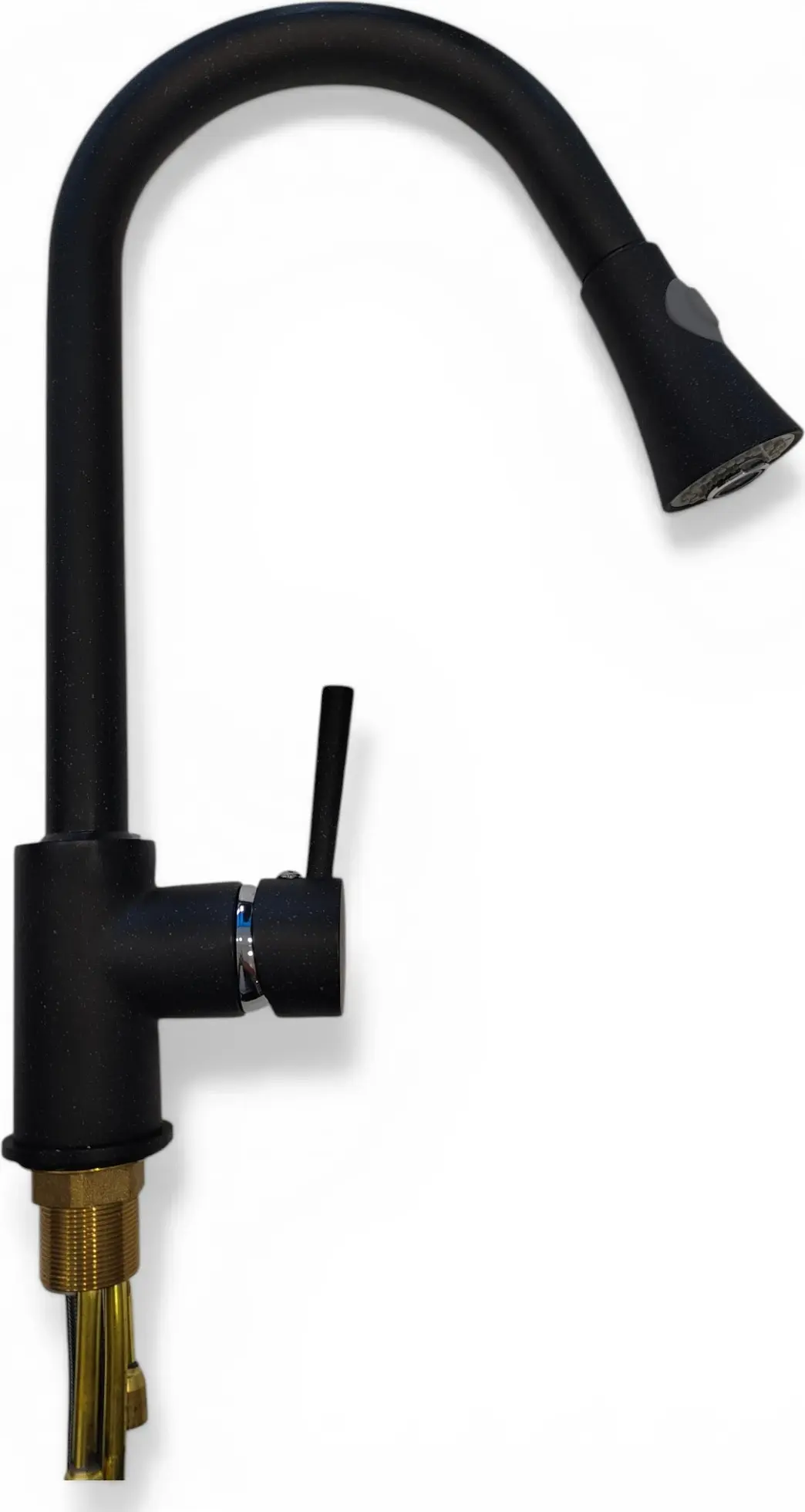 Backer DARU Kitchen Faucet, Granite Composite, High Pull-Out Spout, 2 Flow Modes, 35mm Ceramic Cartridge, 41.5cm Height, Black