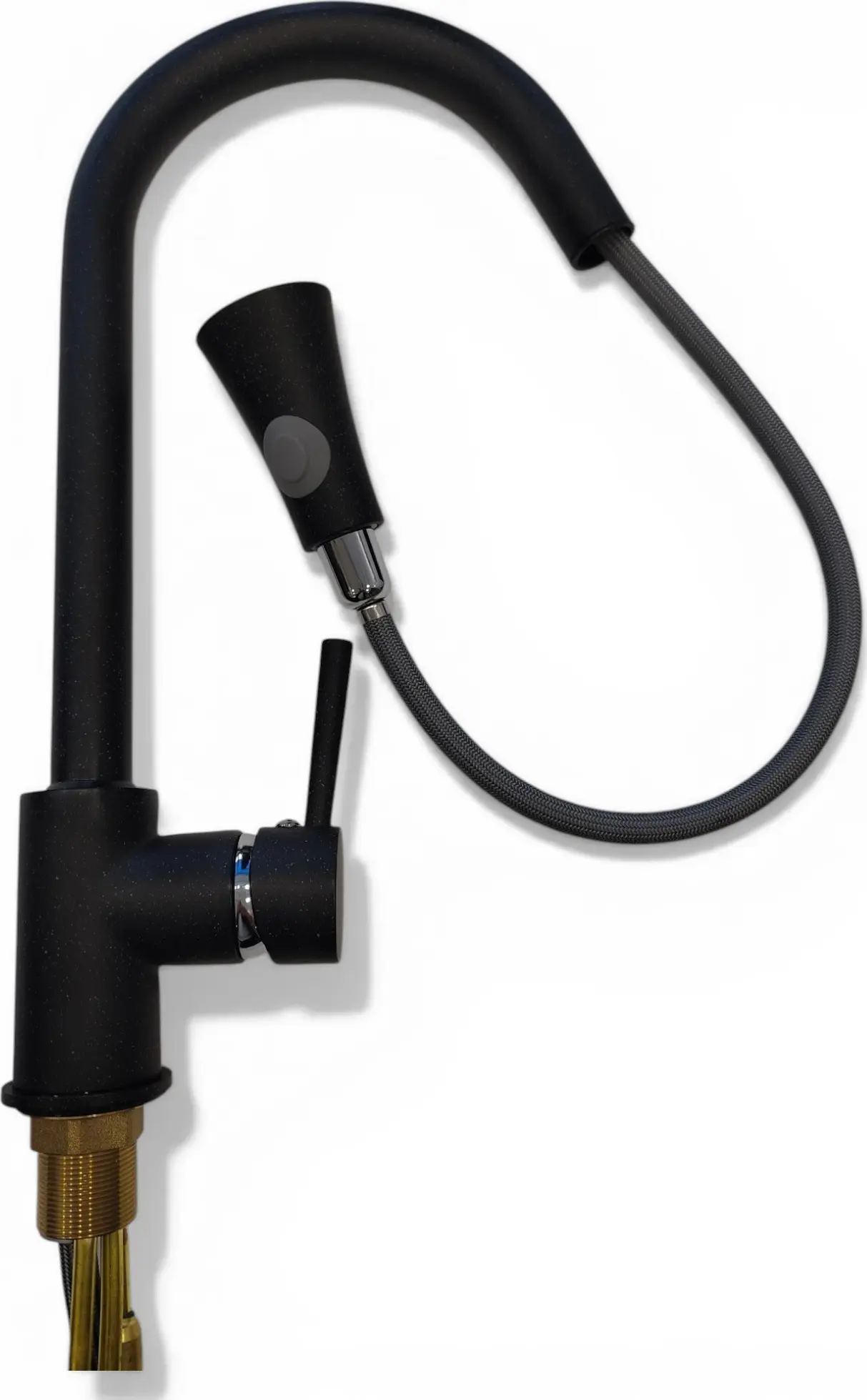 Backer DARU Kitchen Faucet, Granite Composite, High Pull-Out Spout, 2 Flow Modes, 35mm Ceramic Cartridge, 41.5cm Height, Black