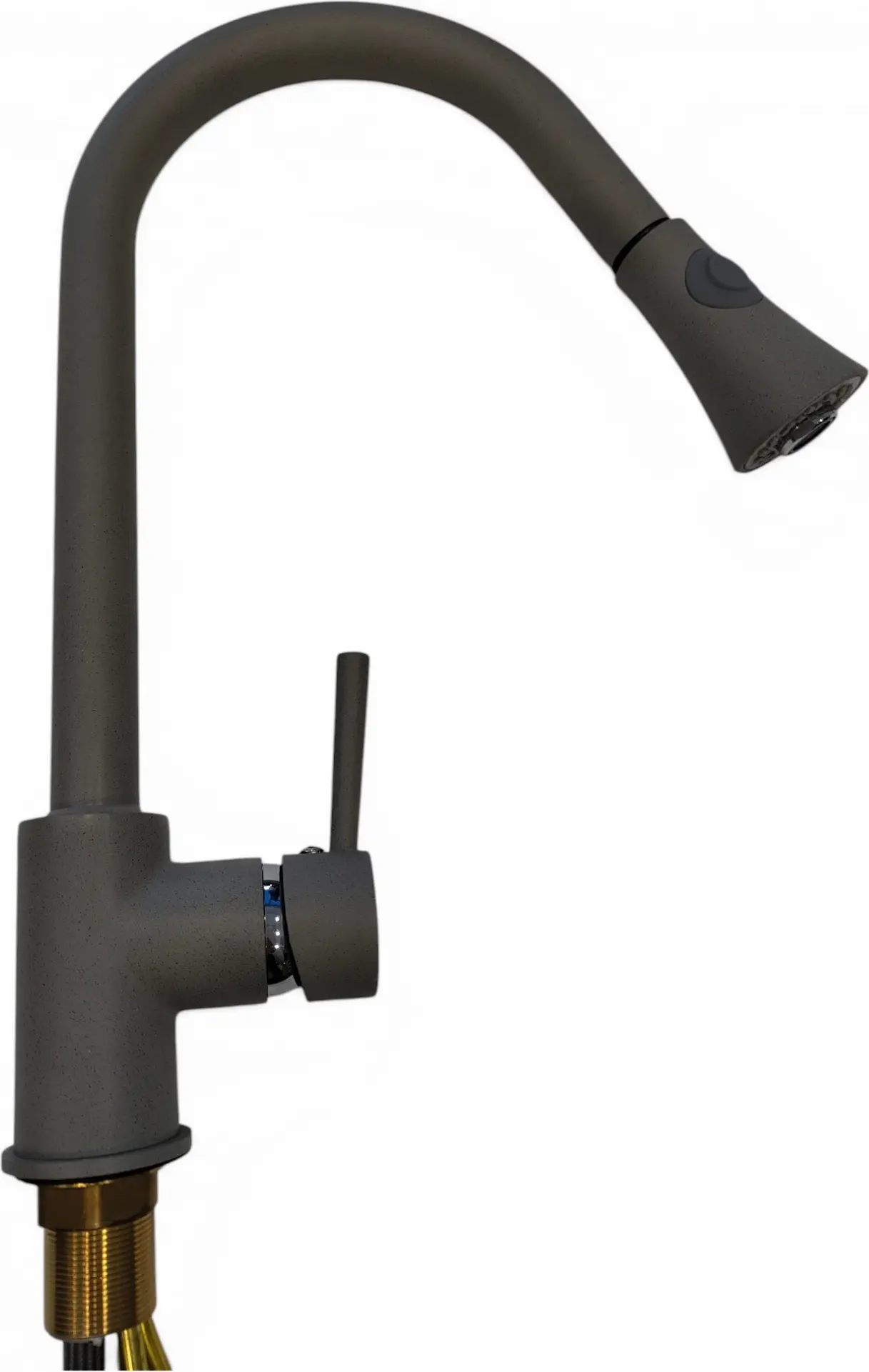 Backer DARU Kitchen Faucet, Granite Composite Grey, Pull-Out Spout with 2 Flow Modes, Single Lever, 41.5 cm Height, Ceramic Cartridge