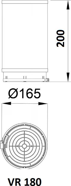 Backer VR 180 Vertical Plasma Filter for Kitchen Hoods, 400 m³/h Airflow, Recirculation, Odor & Grease Neutralizer, Ø165x200mm, 5-Year Lifespan