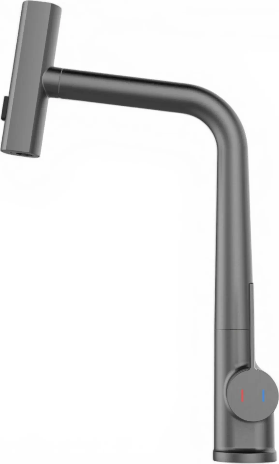 Backer PAX 3228 Kitchen Faucet, Gun Grey, Retractable Pull-out Spray Head, 3 Flow Modes with Rain Jet, Metal Alloy and SS304 Construction