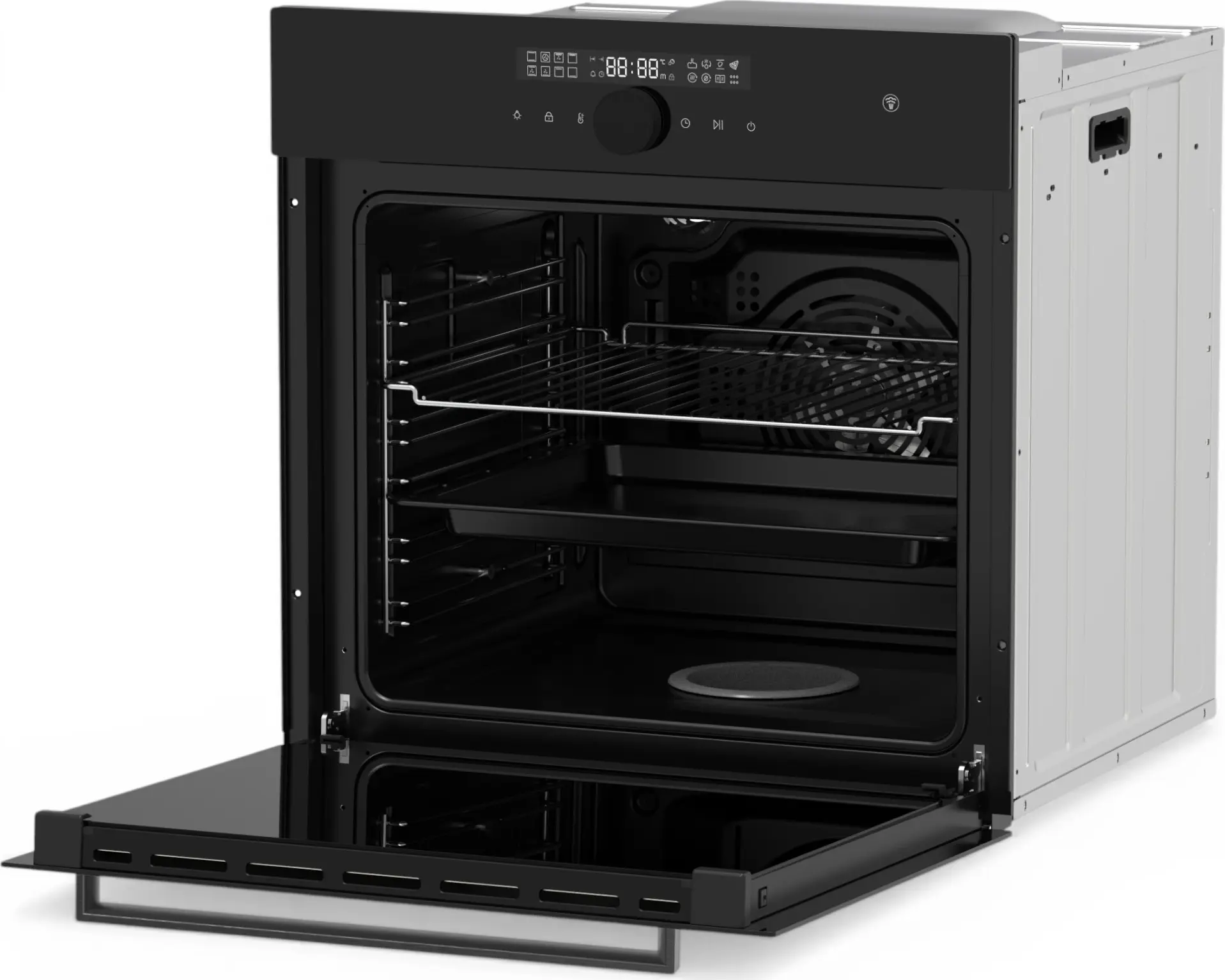 Backer RIKI 16 AirSteam Built-in Electric Oven, 76L, 16 Functions, Steam Cooking, Air Fry, Soft Close, Triple Glass, 3150W, Black Matt Glass