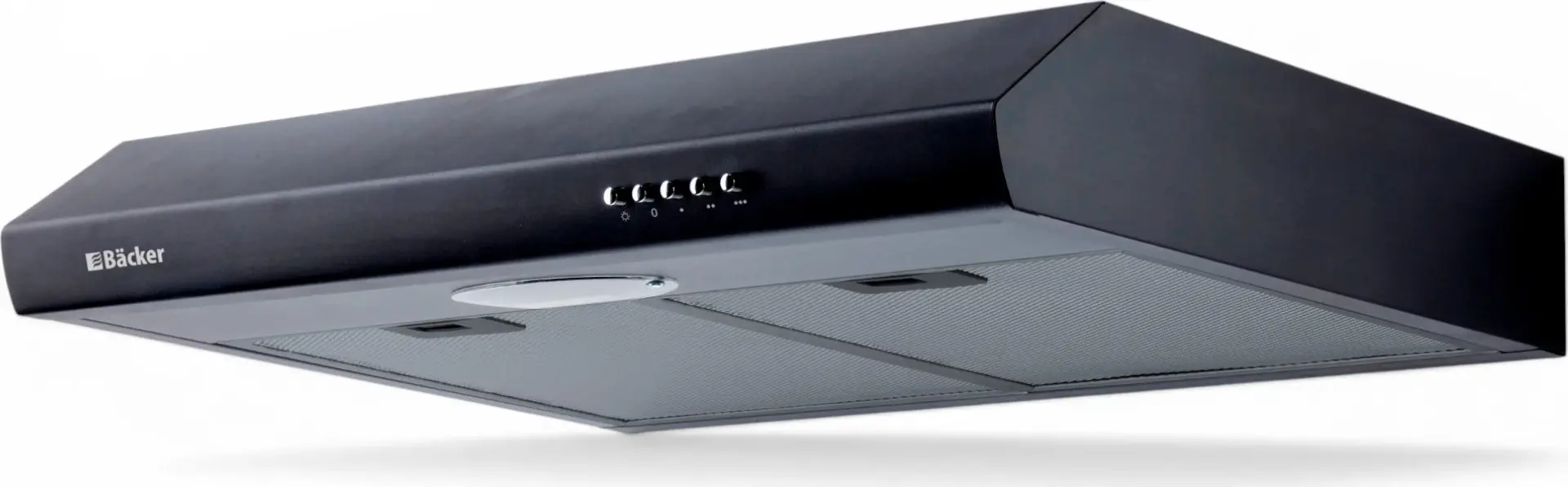 Bäcker SLIM 601M FBL Flat Console Kitchen Hood, 60 cm, Matte Black, 350 m3/h Airflow, 3 Speed Settings, LED Lighting, Exhaust or Recirculation