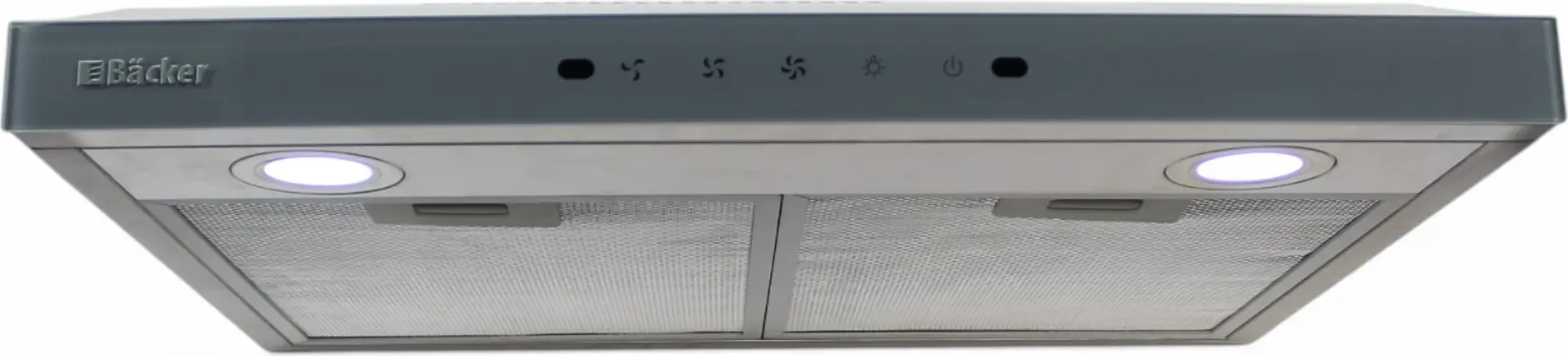 Hotă Bucătărie Backer IRMA RS602 GR, 60cm, 2 Motoare, 550 m³/h, Control prin Gesturi și Touch, 3 Viteze, LED, Sticlă Gri