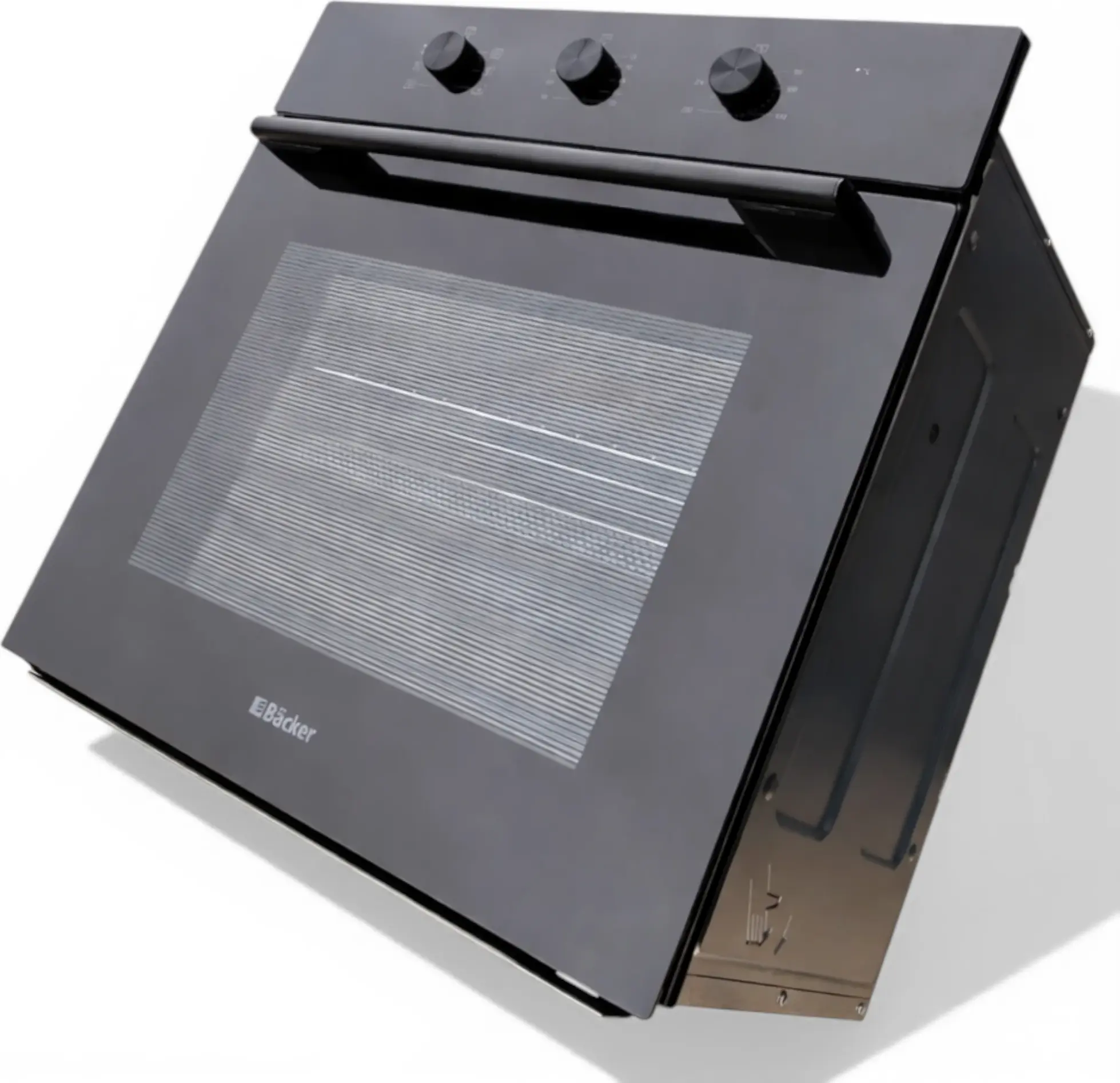 Backer BMO-6M 6045BL Built-in Electric Oven, 60L, 6 Cooking Modes, Convection, Air Grill, Black Tempered Glass, 2100W