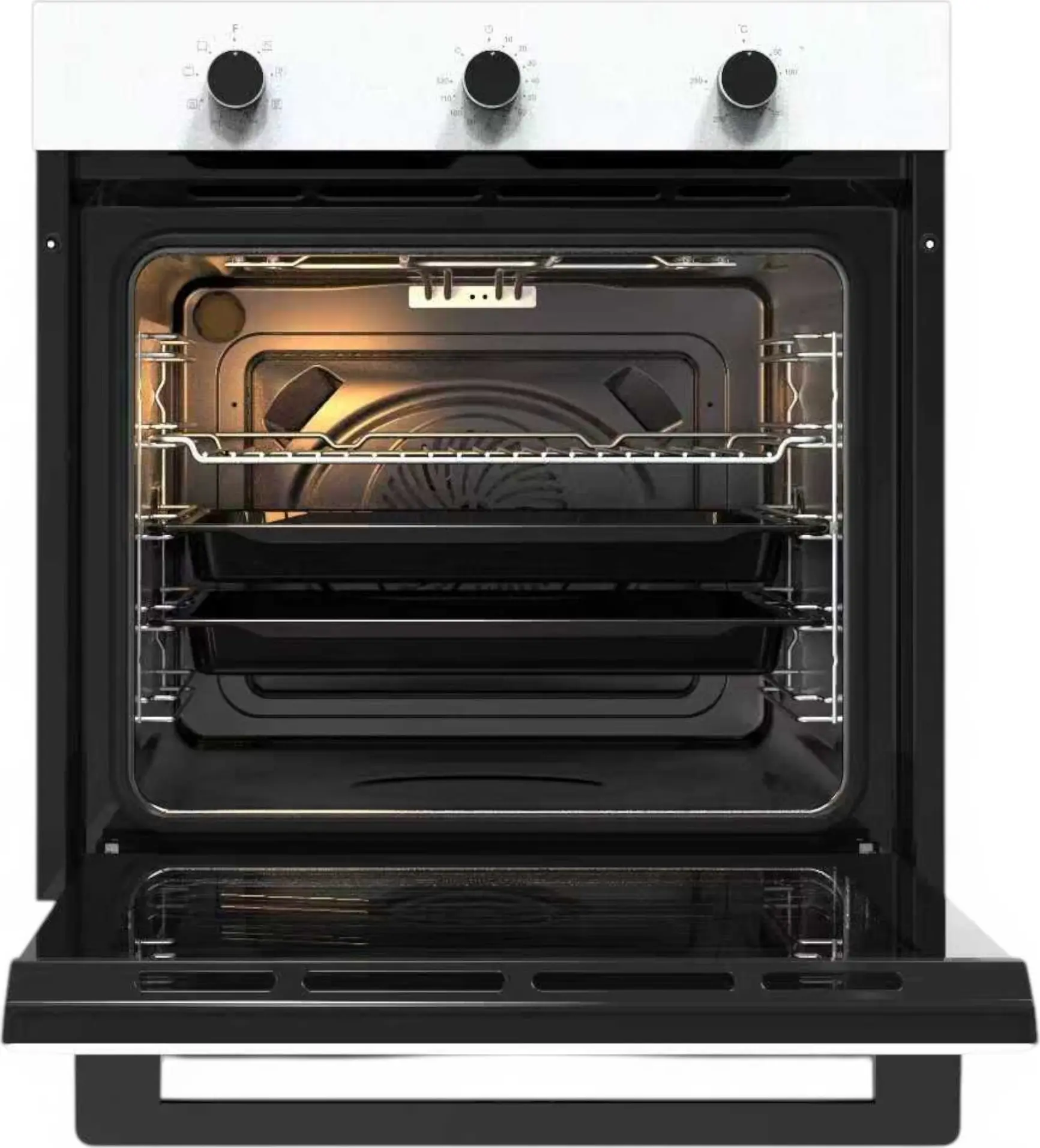 Tornado HME 74M8F WH Built-in Electric Oven, 74L, 8 Functions, Convection, Grill, Triple Glass Door, Energy Class A, 60cm, White