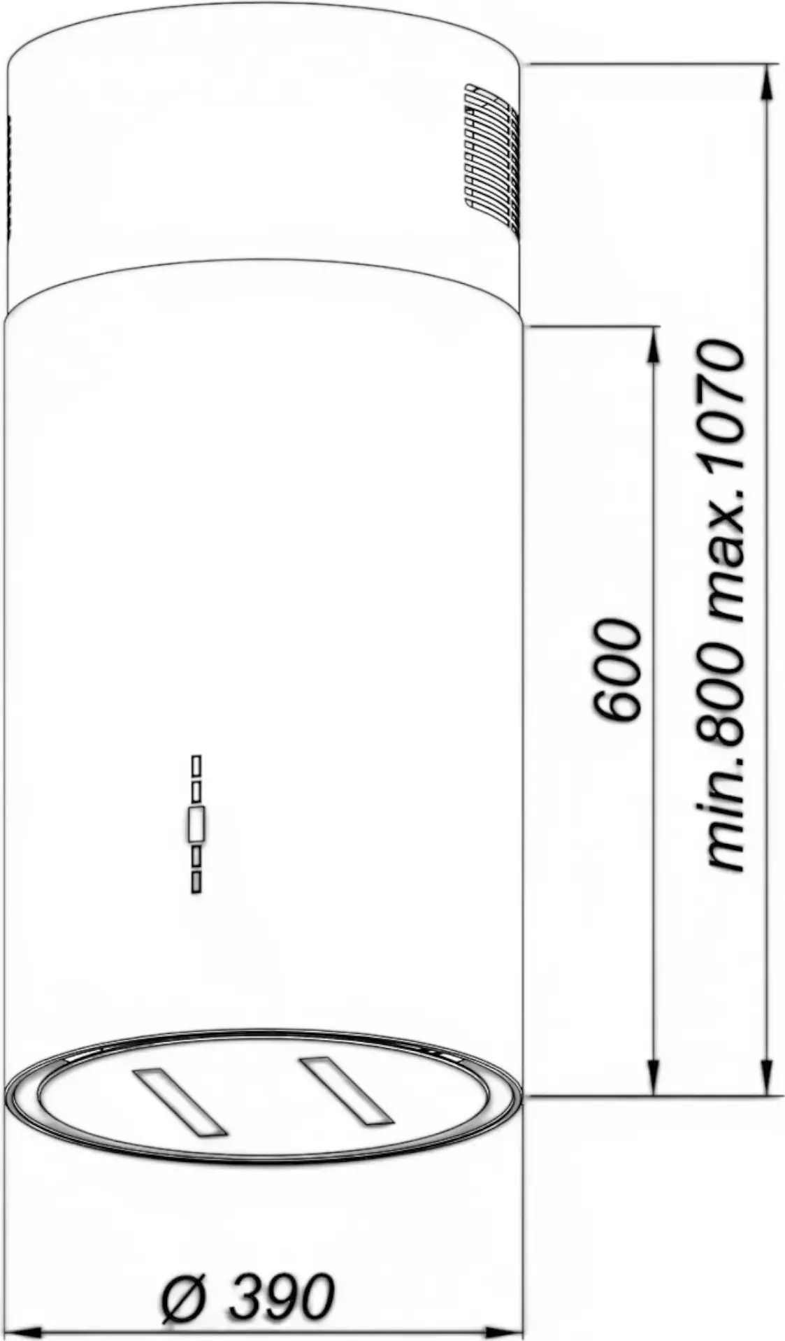 Backer ISOLA MLW W8039 Island Cooker Hood, 1200 m³/h, 39cm, 4 Speeds, LED Strip, Remote Control, Black